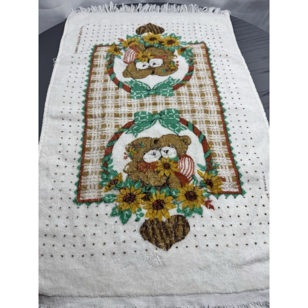 Vintage Mid Century Teddy Bear Hand Towel Franco 12" x 17"